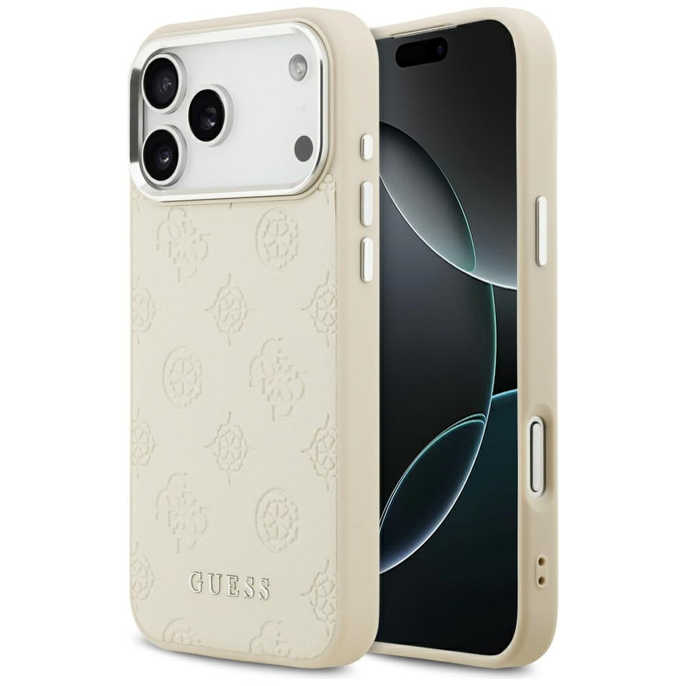 Pouzdro MagSafe pro Apple iPhone 17 Pro Max, Guess, Peony Hot Stamp Script, Bežové