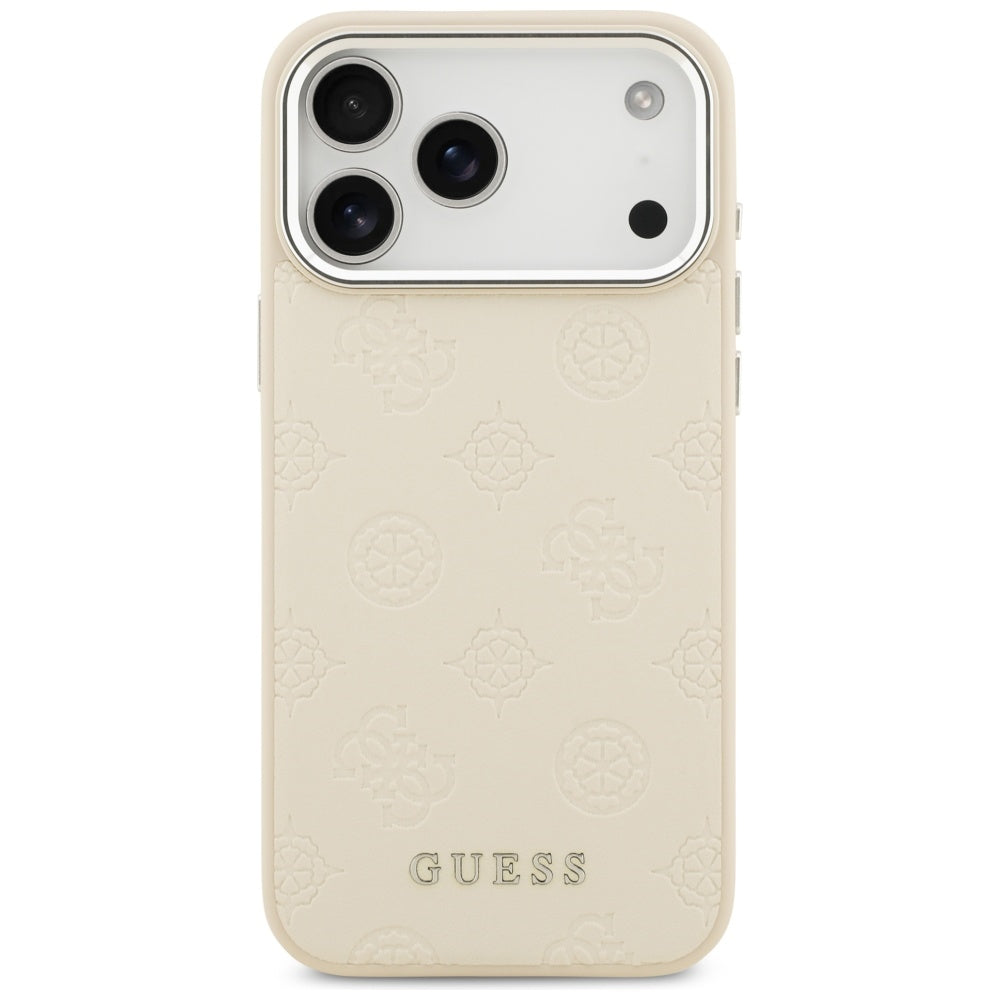 Pouzdro MagSafe pro Apple iPhone 17 Pro Max, Guess, Peony Hot Stamp Script, Bežové
