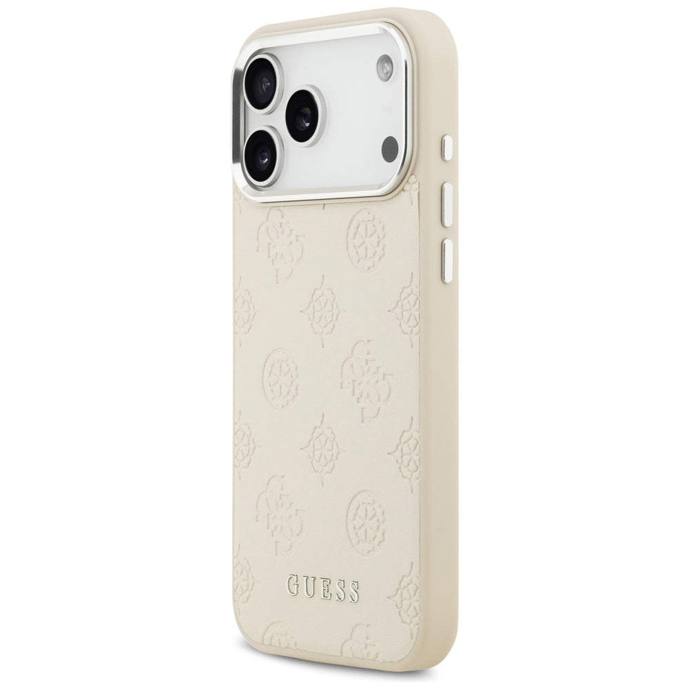 Pouzdro MagSafe pro Apple iPhone 17 Pro Max, Guess, Peony Hot Stamp Script, Bežové