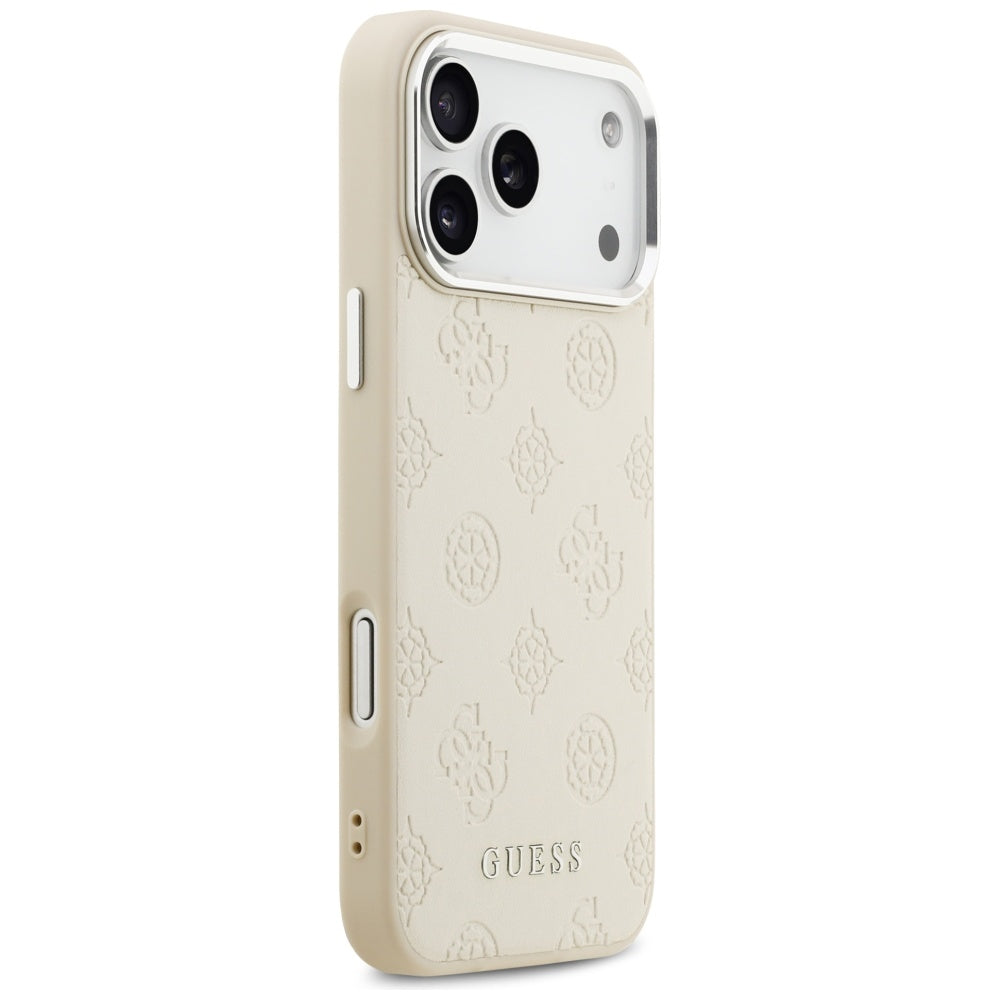Pouzdro MagSafe pro Apple iPhone 17 Pro Max, Guess, Peony Hot Stamp Script, Bežové