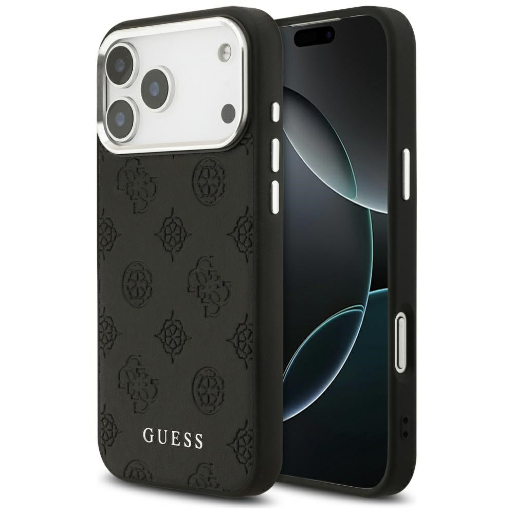 Pouzdro MagSafe pro Apple iPhone 17 Pro Max, Guess, Peony Hot Stamp Script, Černá