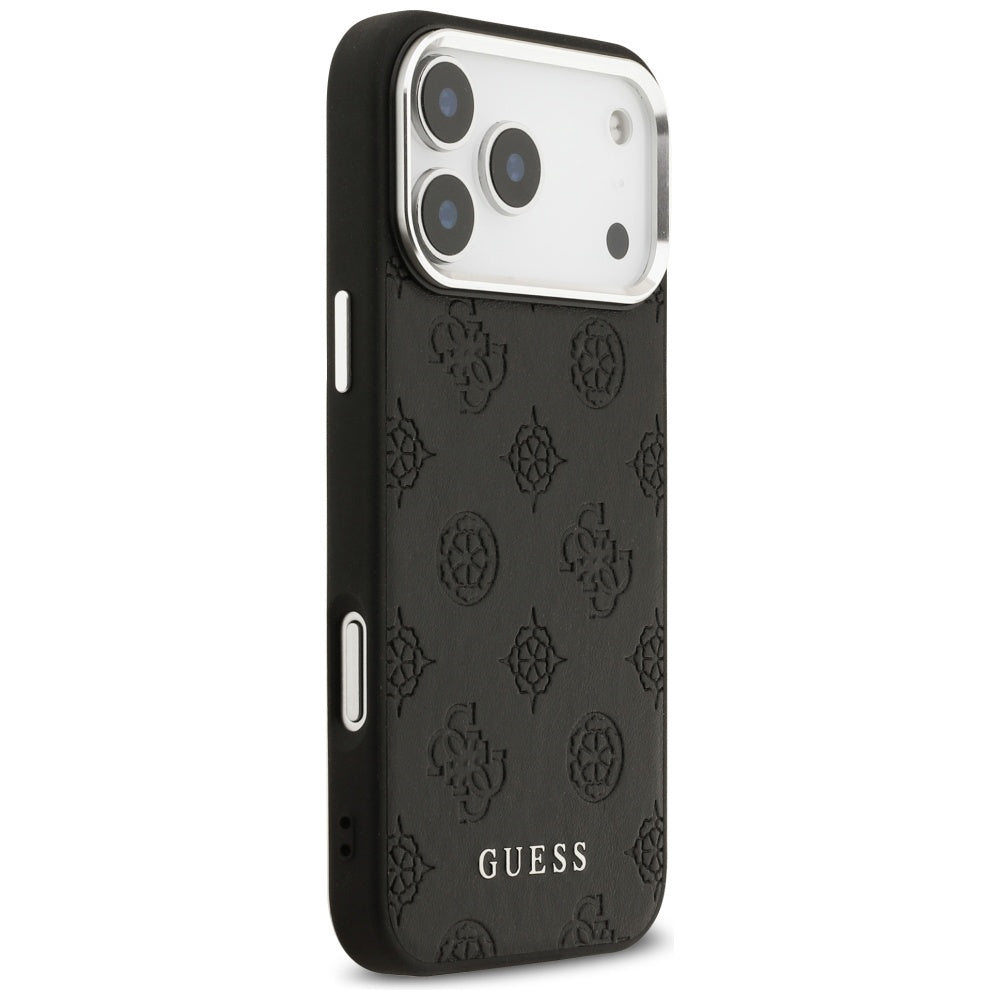 Pouzdro MagSafe pro Apple iPhone 17 Pro Max, Guess, Peony Hot Stamp Script, Černá