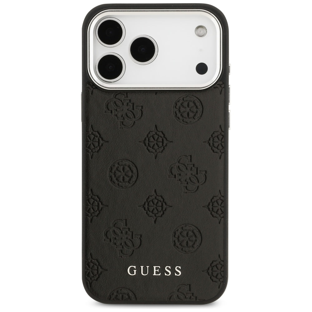 Pouzdro MagSafe pro Apple iPhone 17 Pro Max, Guess, Peony Hot Stamp Script, Černá