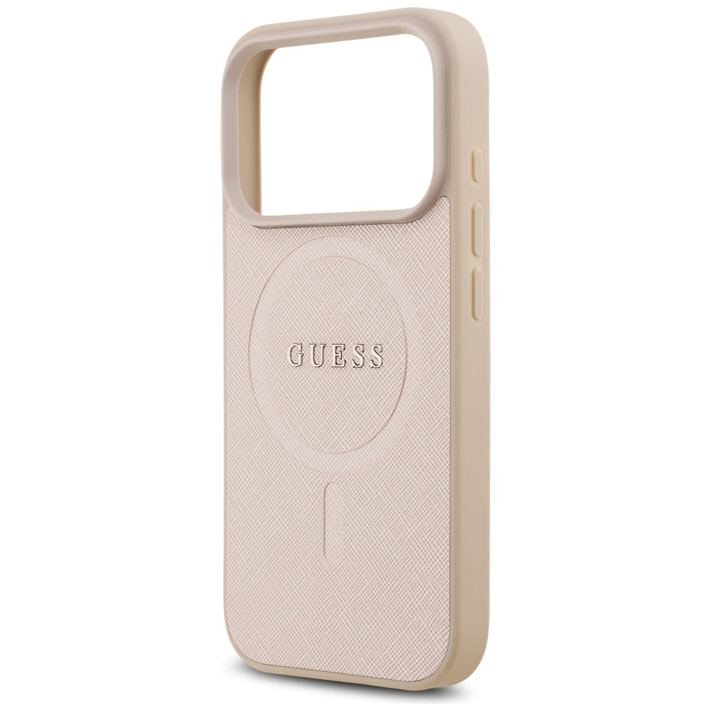 Pouzdro MagSafe pro Apple iPhone 17 Pro Max, Guess, Saffiano Classic Logo, Růžové