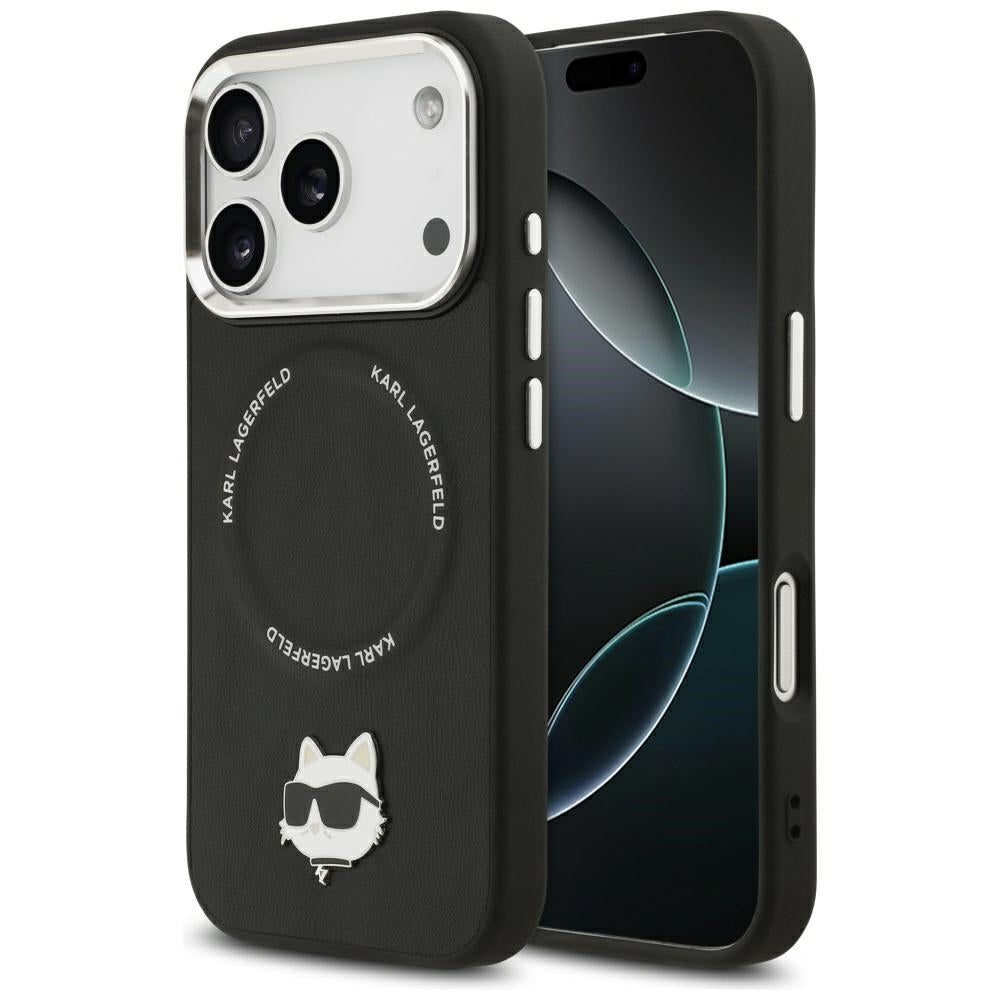 Pouzdro MagSafe pro Apple iPhone 17 Pro Max, Karl Lagerfeld, Choupette Pin, Černá
