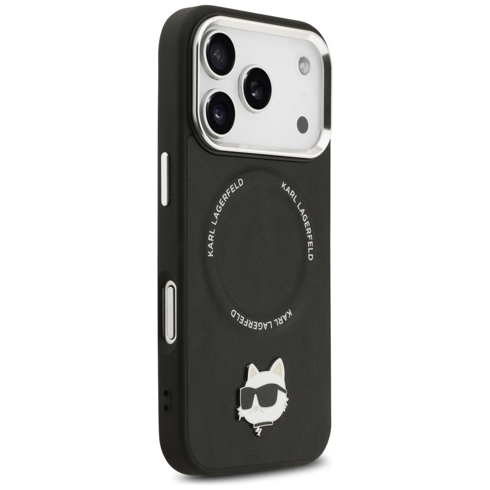 Pouzdro MagSafe pro Apple iPhone 17 Pro Max, Karl Lagerfeld, Choupette Pin, Černá