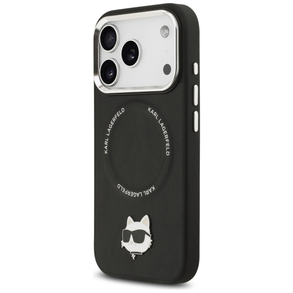 Pouzdro MagSafe pro Apple iPhone 17 Pro Max, Karl Lagerfeld, Choupette Pin, Černá