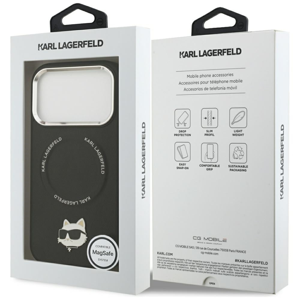 Pouzdro MagSafe pro Apple iPhone 17 Pro Max, Karl Lagerfeld, Choupette Pin, Černá