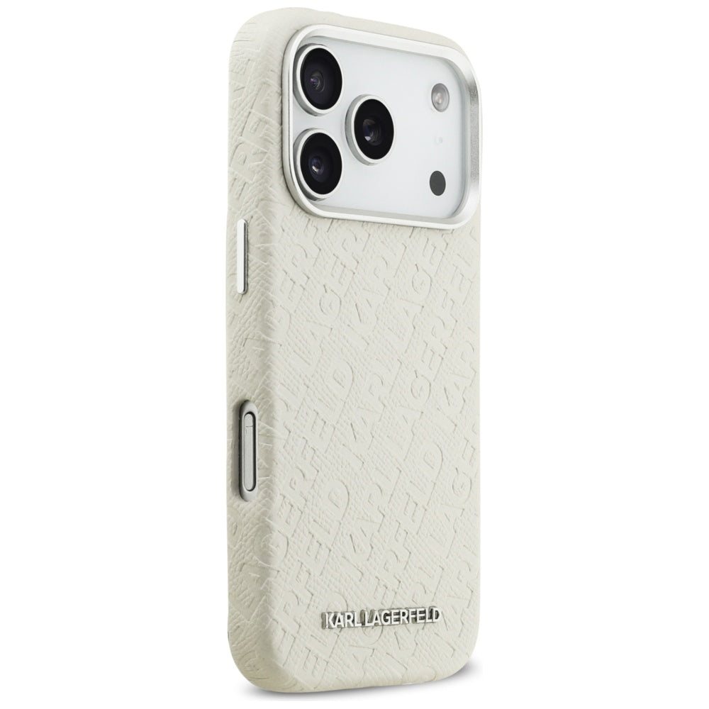 Pouzdro MagSafe pro Apple iPhone 17 Pro Max, Karl Lagerfeld, FW Stamped Karl, Béžová