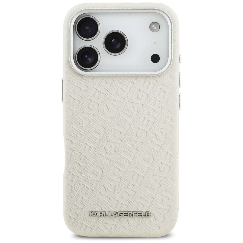 Pouzdro MagSafe pro Apple iPhone 17 Pro Max, Karl Lagerfeld, FW Stamped Karl, Béžová