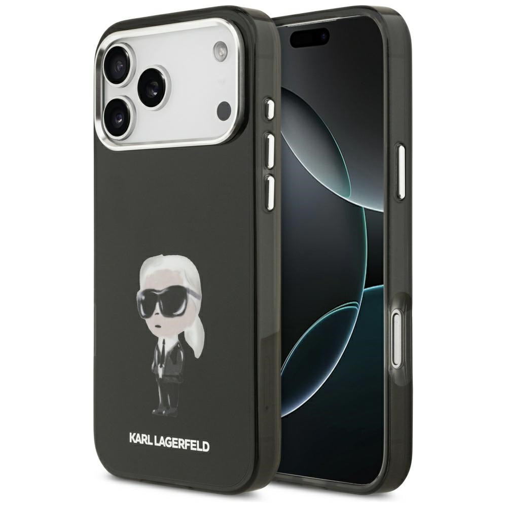 Pouzdro MagSafe pro Apple iPhone 17 Pro Max, Karl Lagerfeld, IML Aquarelle Karl Ikonik, Černá