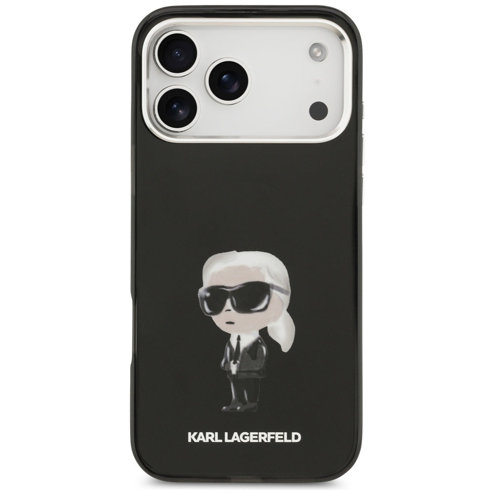 Pouzdro MagSafe pro Apple iPhone 17 Pro Max, Karl Lagerfeld, IML Aquarelle Karl Ikonik, Černá