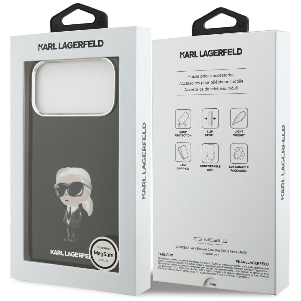 Pouzdro MagSafe pro Apple iPhone 17 Pro Max, Karl Lagerfeld, IML Aquarelle Karl Ikonik, Černá