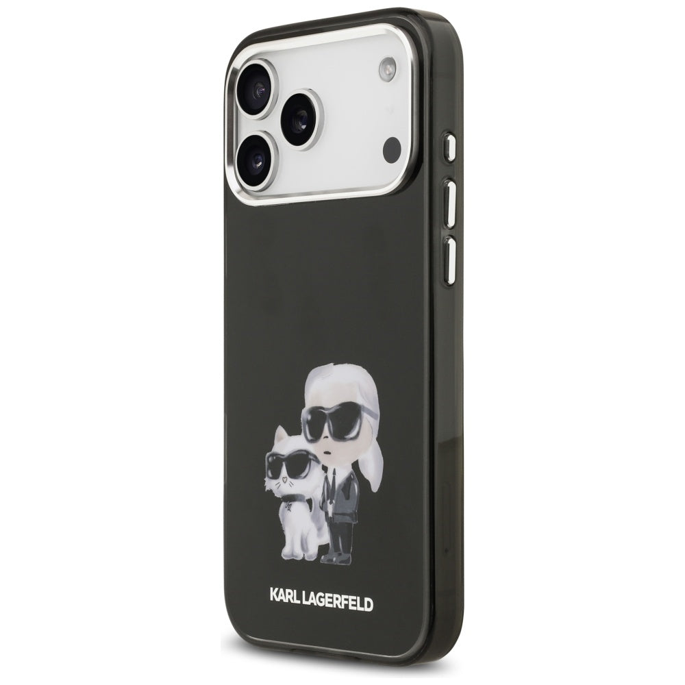 Pouzdro MagSafe pro Apple iPhone 17 Pro Max, Karl Lagerfeld, IML Aquarelle Logo Karl & Choupette, Černá.