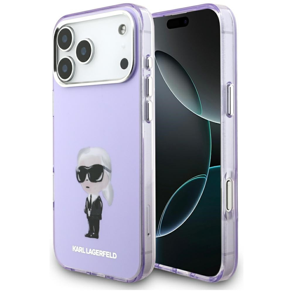 Pouzdro MagSafe pro Apple iPhone 17 Pro Max, Karl Lagerfeld, IML Aquarelle Logo Karl, Fialová