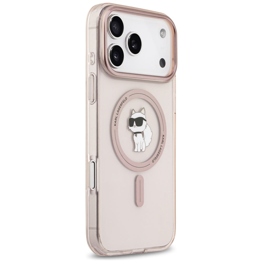 Pouzdro MagSafe pro Apple iPhone 17 Pro Max, Karl Lagerfeld, IML Choupette, Růžová