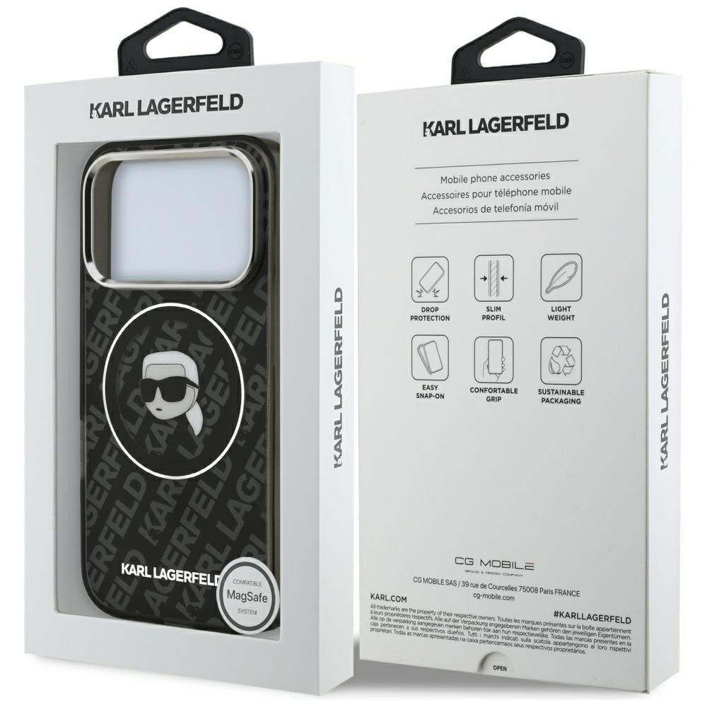 Pouzdro MagSafe pro Apple iPhone 17 Pro Max, Karl Lagerfeld, IML Karl`s Head, Černá