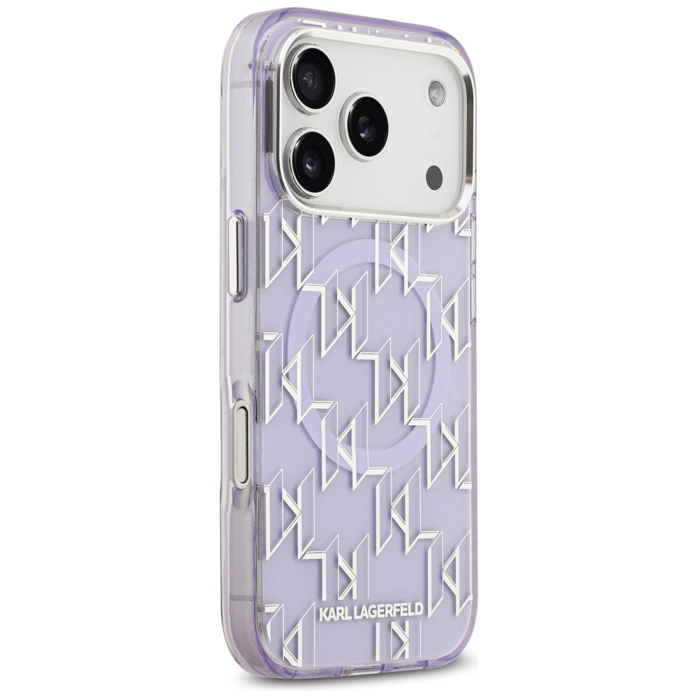 Pouzdro MagSafe pro Apple iPhone 17 Pro Max, Karl Lagerfeld, IML KL Monogram, Fialová
