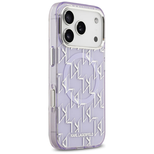 Pouzdro MagSafe pro Apple iPhone 17 Pro Max, Karl Lagerfeld, IML KL Monogram, Fialová