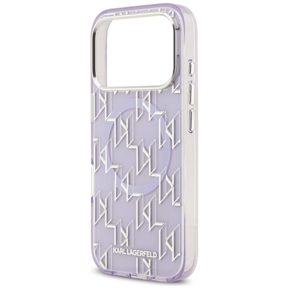 Pouzdro MagSafe pro Apple iPhone 17 Pro Max, Karl Lagerfeld, IML KL Monogram, Fialová