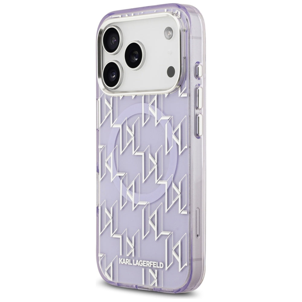 Pouzdro MagSafe pro Apple iPhone 17 Pro Max, Karl Lagerfeld, IML KL Monogram, Fialová