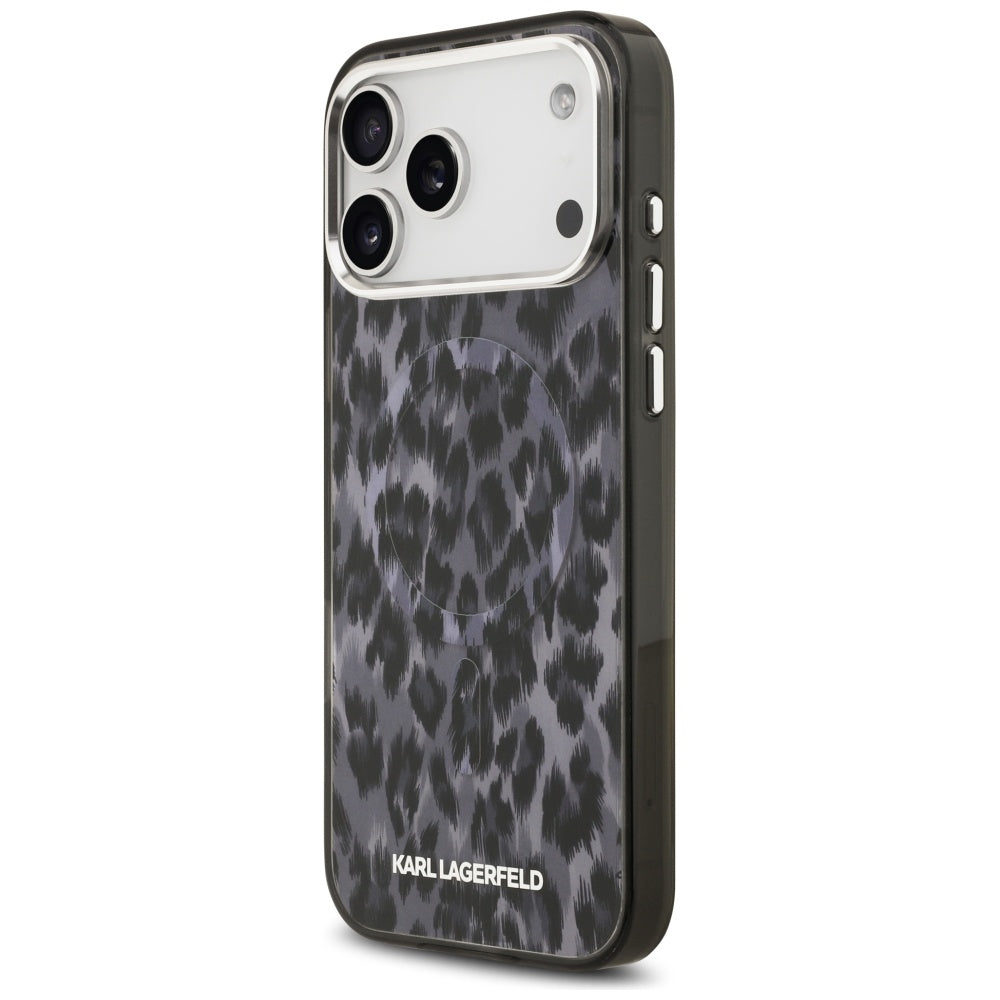 Pouzdro MagSafe pro Apple iPhone 17 Pro Max, Karl Lagerfeld, IML Leopard Pattern, Černá