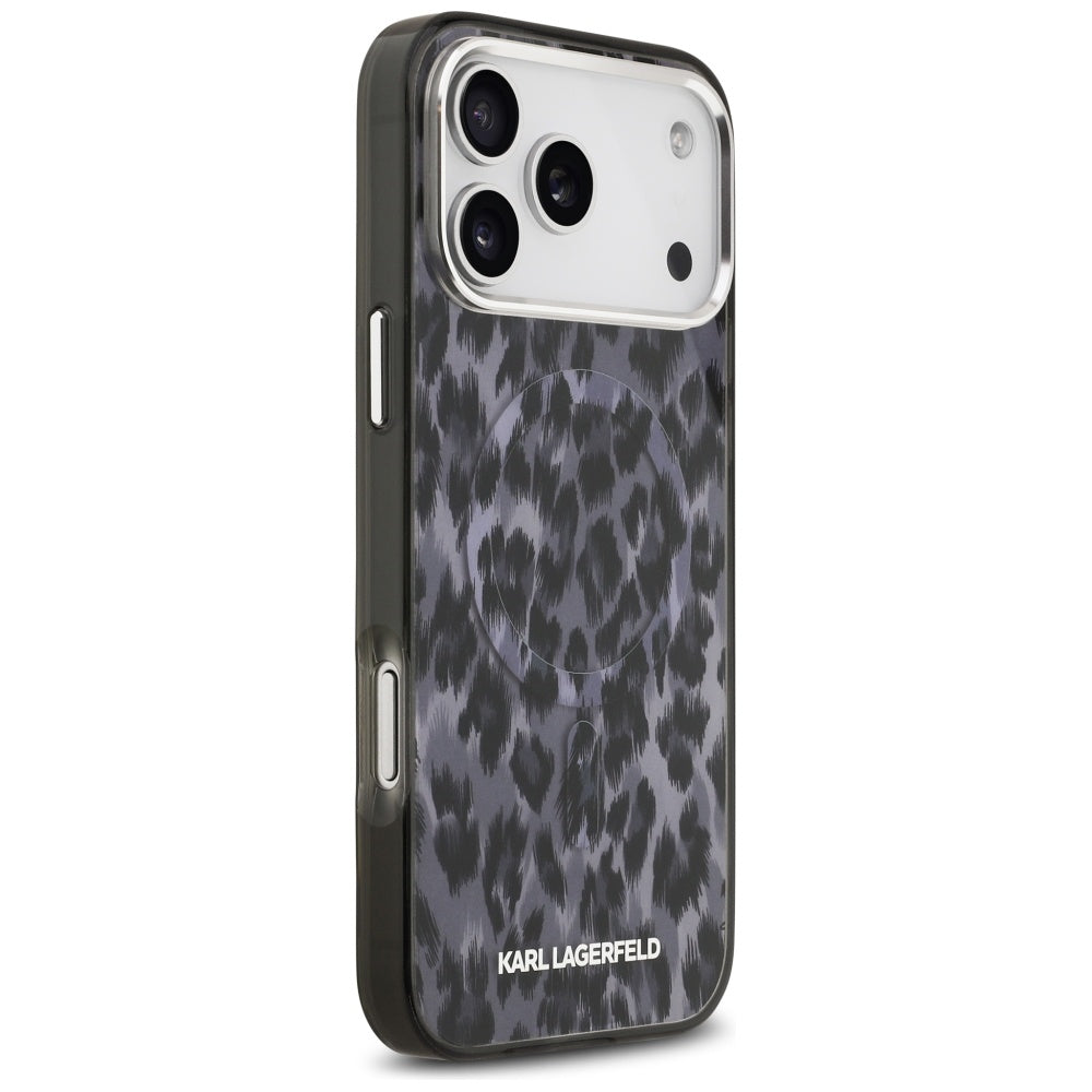 Pouzdro MagSafe pro Apple iPhone 17 Pro Max, Karl Lagerfeld, IML Leopard Pattern, Černá