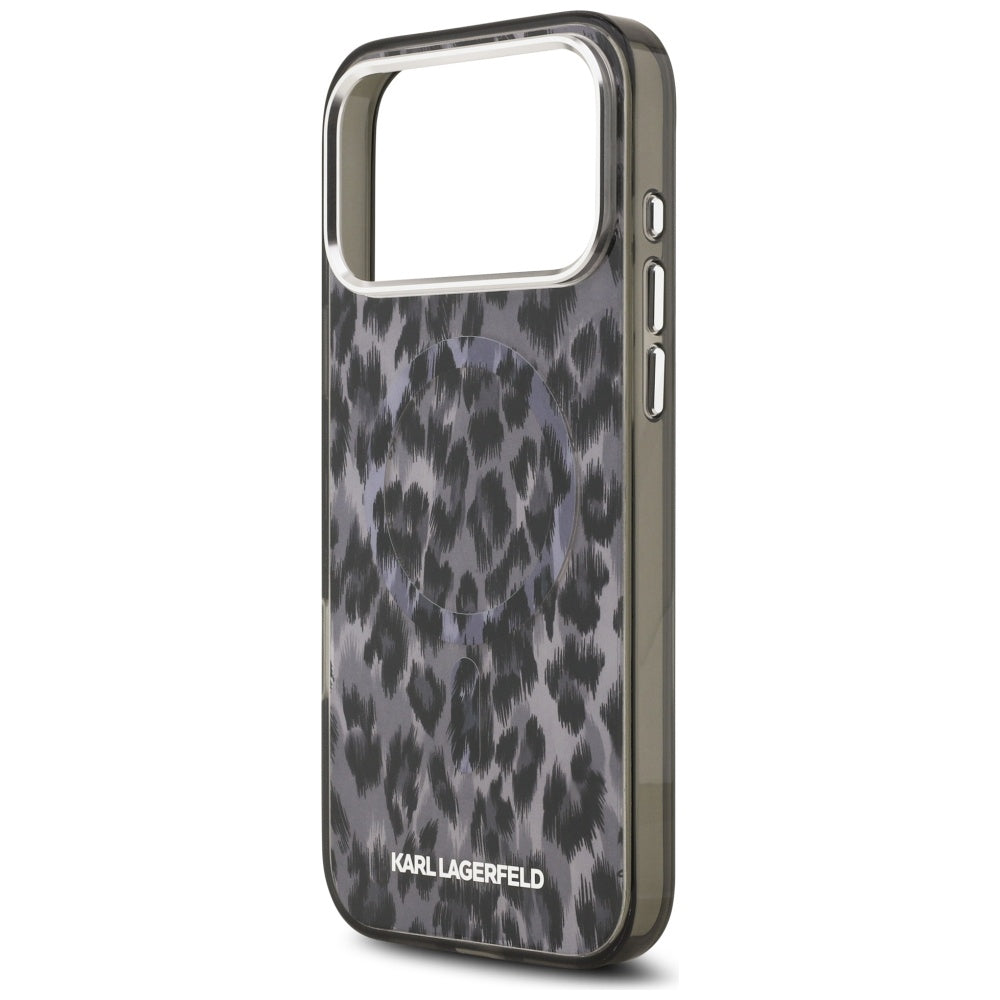 Pouzdro MagSafe pro Apple iPhone 17 Pro Max, Karl Lagerfeld, IML Leopard Pattern, Černá
