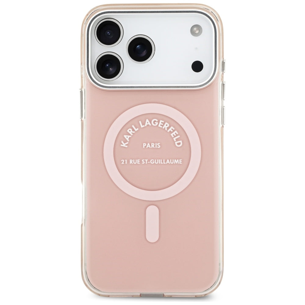 Pouzdro MagSafe pro Apple iPhone 17 Pro Max, Karl Lagerfeld, IML Logo RSG, Růžová