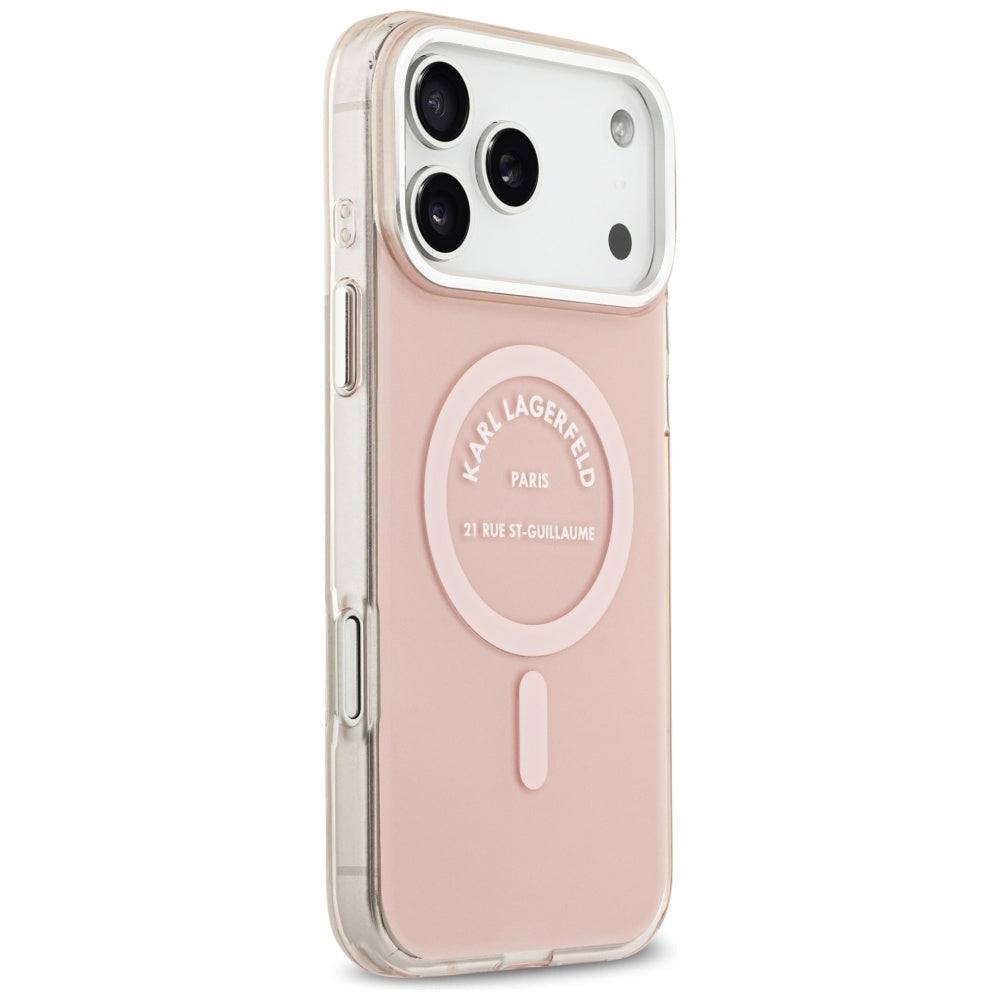 Pouzdro MagSafe pro Apple iPhone 17 Pro Max, Karl Lagerfeld, IML Logo RSG, Růžová