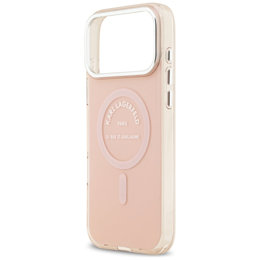 Pouzdro MagSafe pro Apple iPhone 17 Pro Max, Karl Lagerfeld, IML Logo RSG, Růžová
