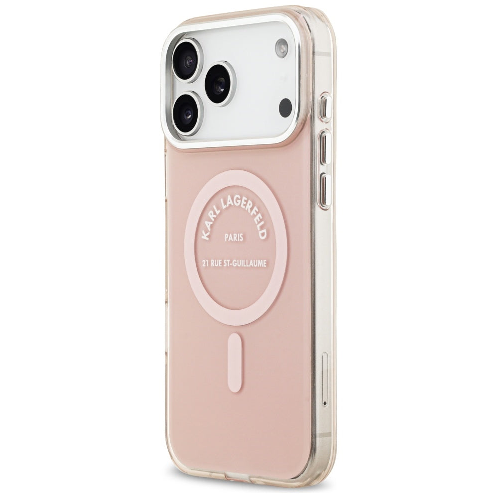 Pouzdro MagSafe pro Apple iPhone 17 Pro Max, Karl Lagerfeld, IML Logo RSG, Růžová