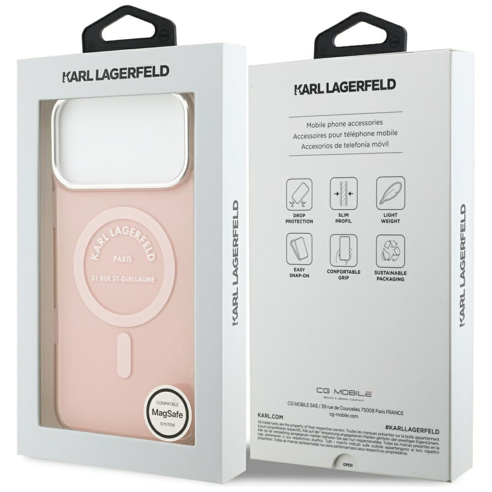 Pouzdro MagSafe pro Apple iPhone 17 Pro Max, Karl Lagerfeld, IML Logo RSG, Růžová