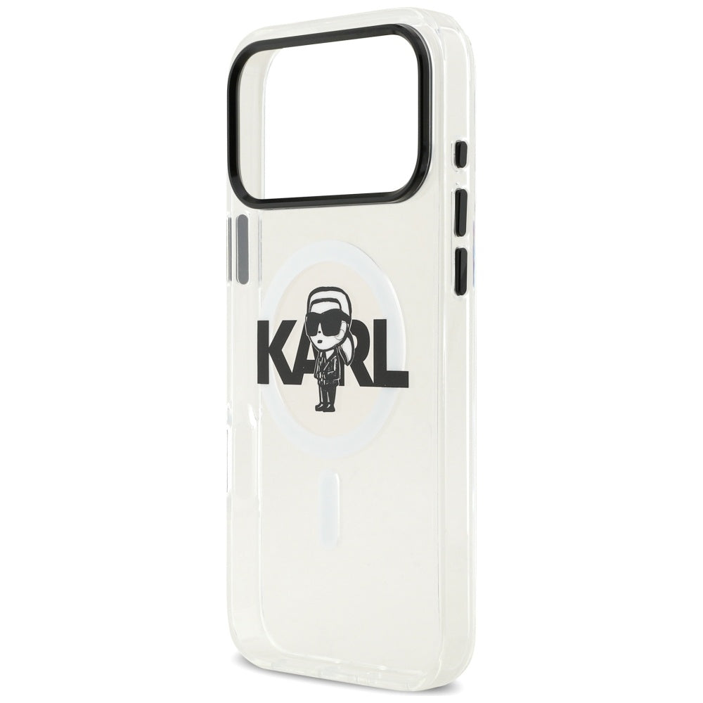 Pouzdro MagSafe pro Apple iPhone 17 Pro Max, Karl Lagerfeld, IML Sketch Logo Karl, Průhledné