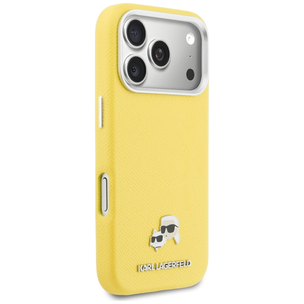 Pouzdro MagSafe pro Apple iPhone 17 Pro Max, Karl Lagerfeld, Karl & Choupette Head's Pin, Žlutá