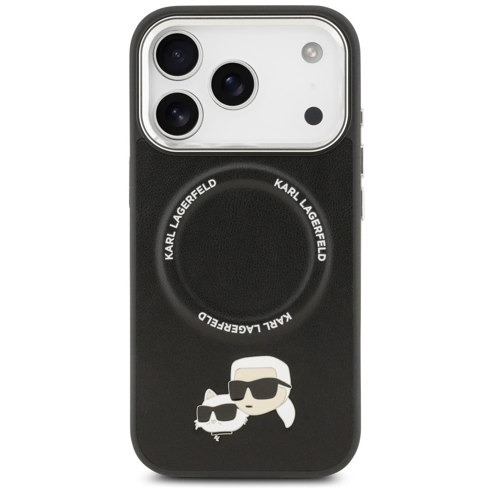 Pouzdro MagSafe pro Apple iPhone 17 Pro Max, Karl Lagerfeld, Karl & Choupette Pins, Černá