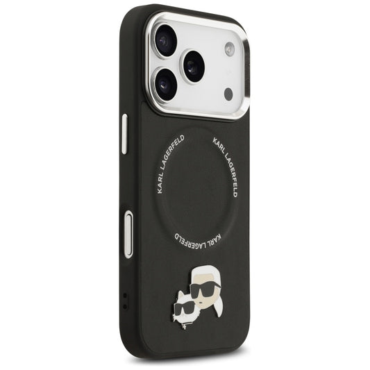 Pouzdro MagSafe pro Apple iPhone 17 Pro Max, Karl Lagerfeld, Karl & Choupette Pins, Černá