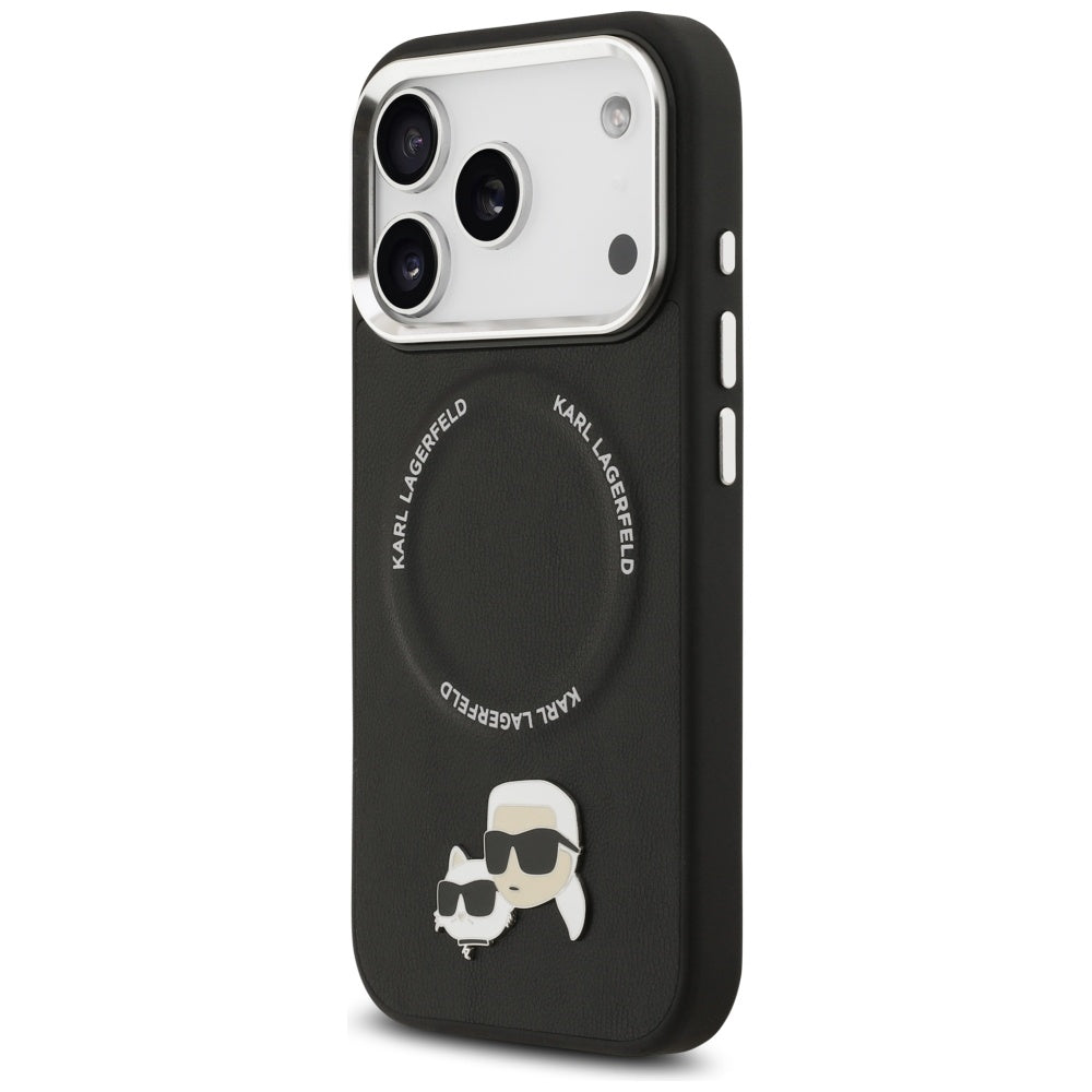 Pouzdro MagSafe pro Apple iPhone 17 Pro Max, Karl Lagerfeld, Karl & Choupette Pins, Černá