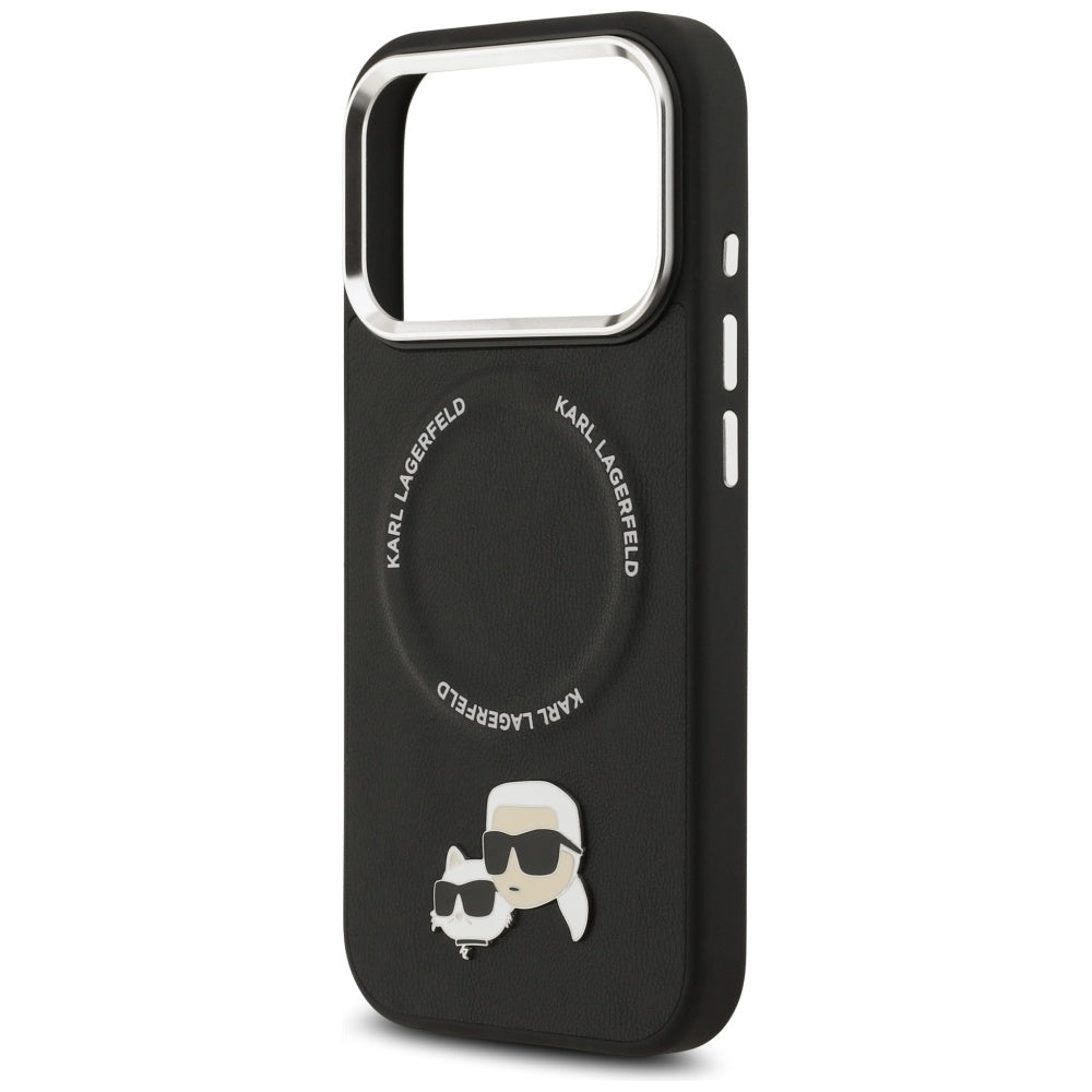 Pouzdro MagSafe pro Apple iPhone 17 Pro Max, Karl Lagerfeld, Karl & Choupette Pins, Černá