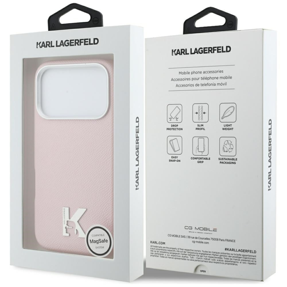 Pouzdro MagSafe pro Apple iPhone 17 Pro Max, Karl Lagerfeld, Karl Head Logo, Růžové