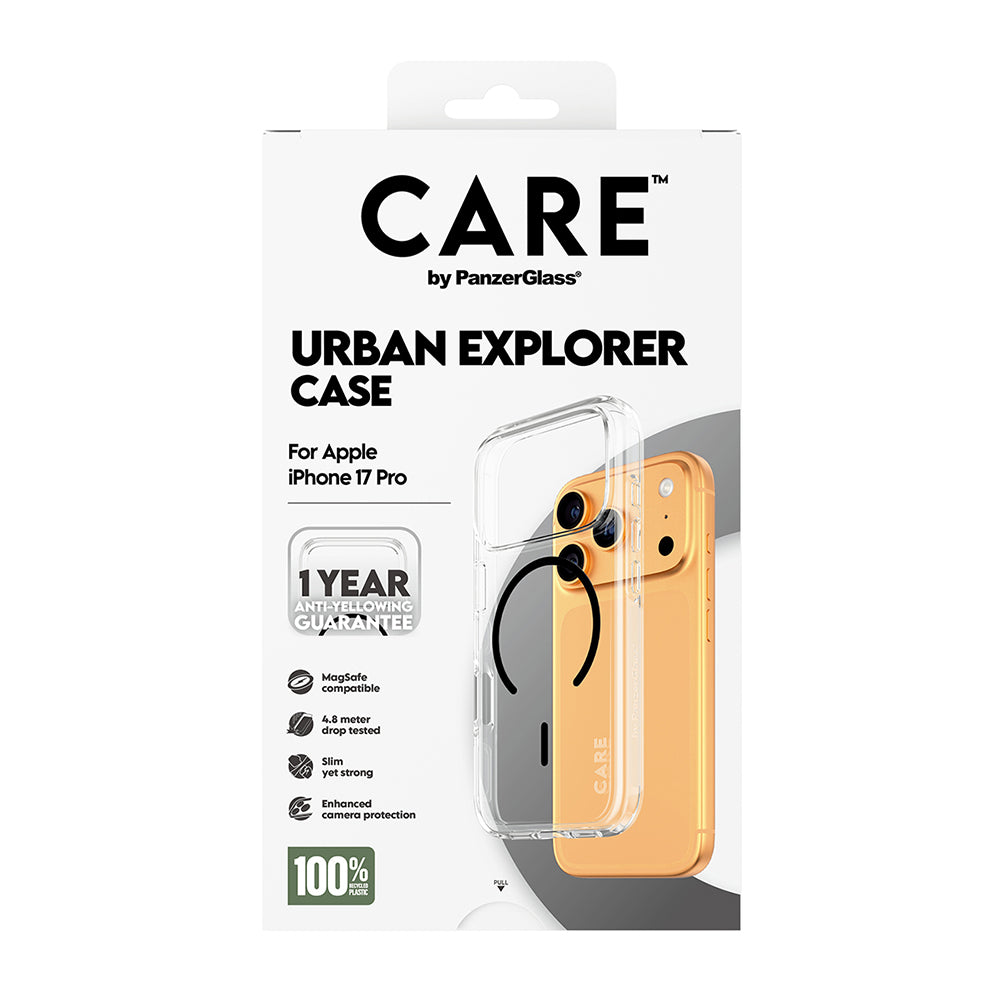 Pouzdro MagSafe pro Apple iPhone 17 Pro Max, PanzerGlass, Care Urban Explorer, Černá Transparentní