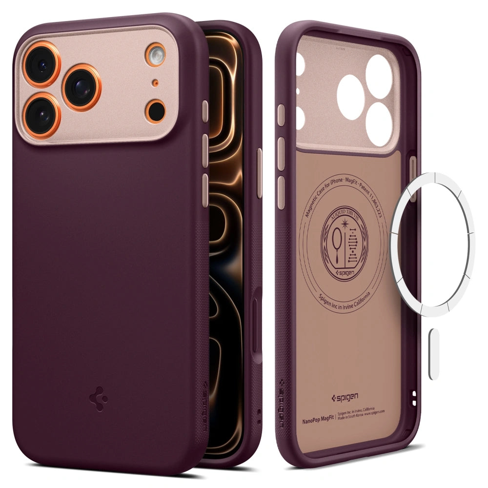 Pouzdro MagSafe pro Apple iPhone 17 Pro Max, Spigen, Caseology Nano Pop, Višňová ACS10261