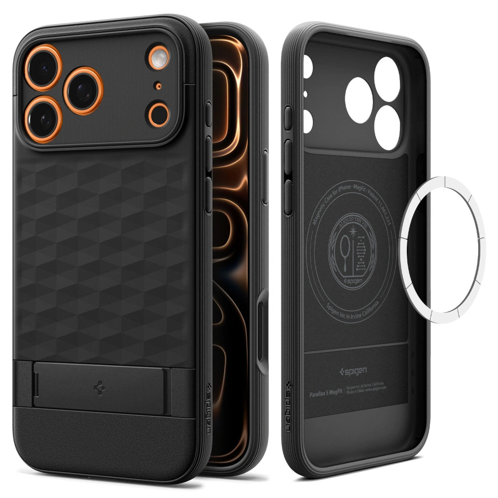 Pouzdro MagSafe pro Apple iPhone 17 Pro Max, Spigen, Caseology Parallax S, Matně černé