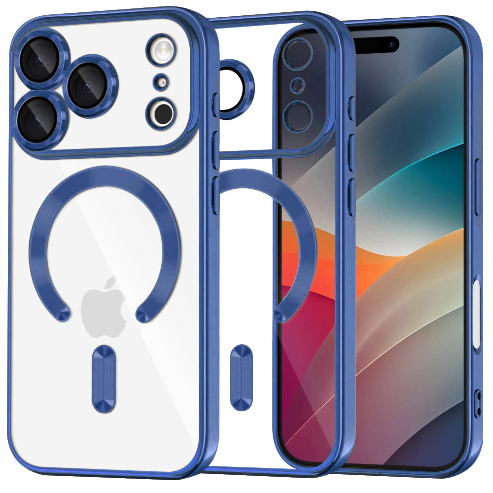 Pouzdro MagSafe pro Apple iPhone 17 Pro Max, Techsuit, Luxury Crystal, Tmavě modrá