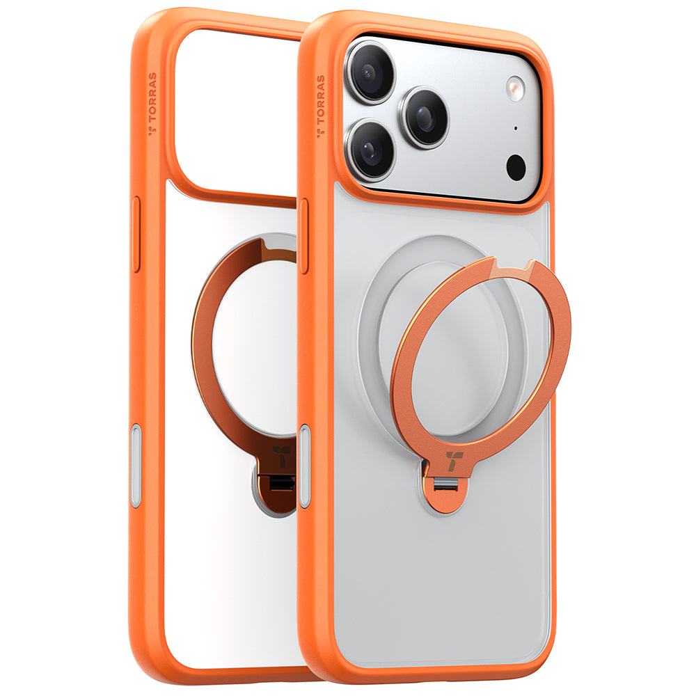 Pouzdro MagSafe pro Apple iPhone 17 Pro Max, Torras, Ostand Spin, Oranžové