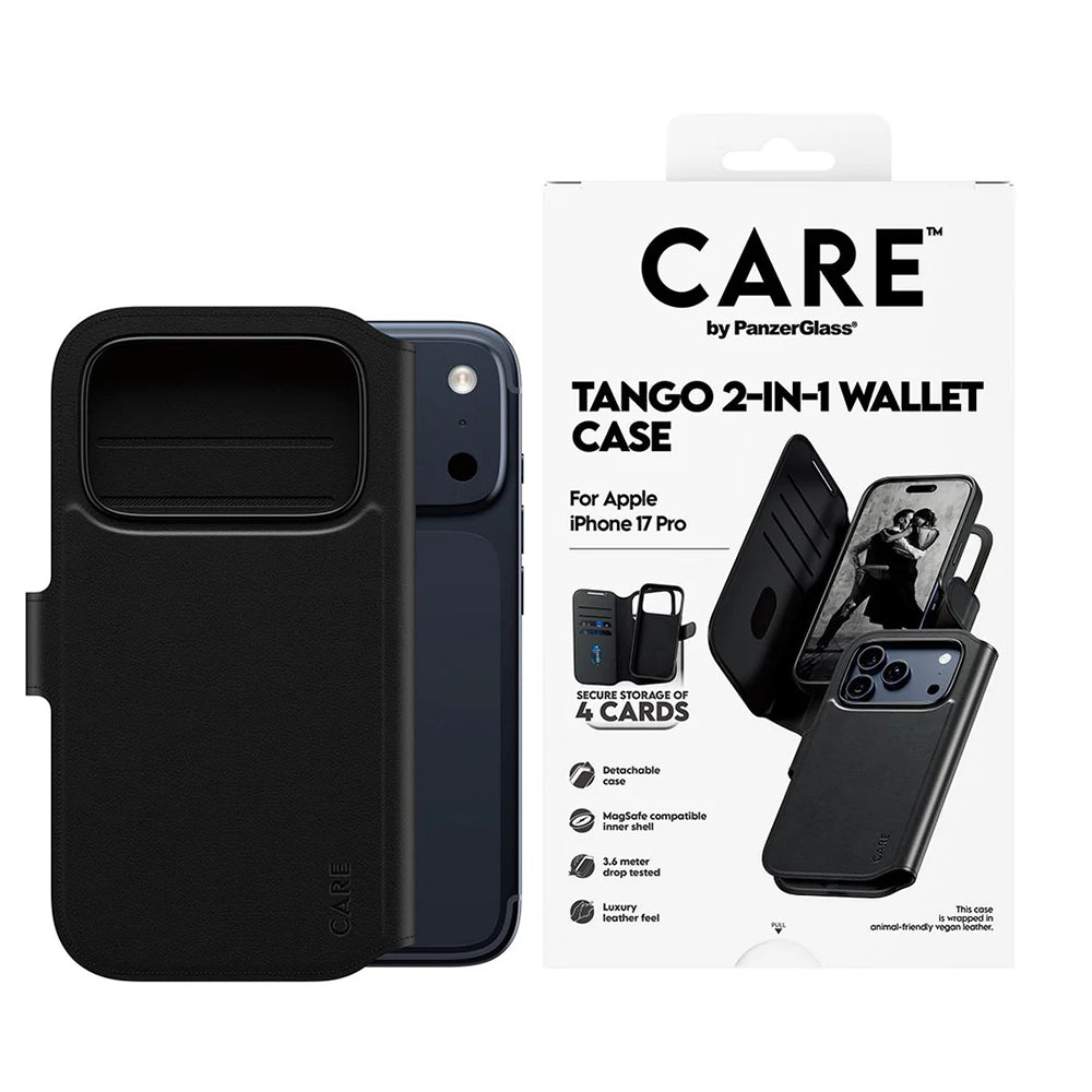 Pouzdro MagSafe pro Apple iPhone 17 Pro, PanzerGlass, Care Feature Tango Two-in-One, Černá