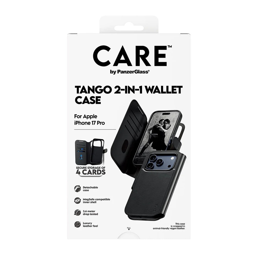 Pouzdro MagSafe pro Apple iPhone 17 Pro, PanzerGlass, Care Feature Tango Two-in-One, Černá