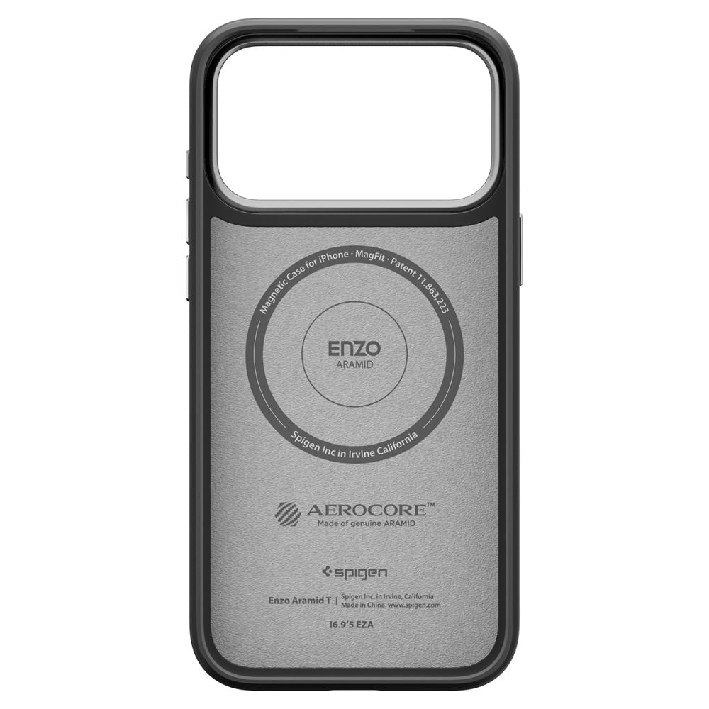 Pouzdro MagSafe pro Apple iPhone 17 Pro, Spigen, Enzo Aramid T, Černé Stříbrné ACS09958