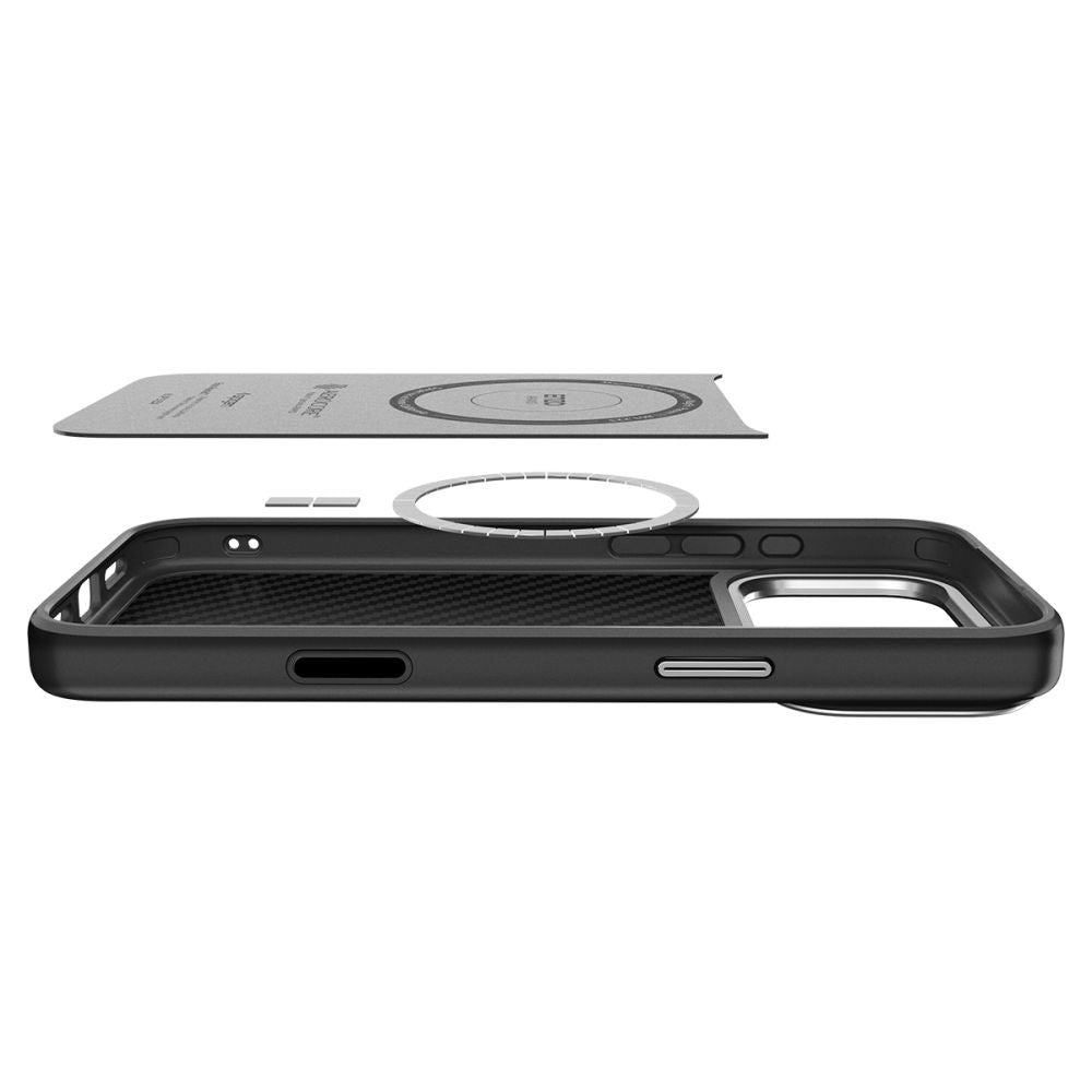 Pouzdro MagSafe pro Apple iPhone 17 Pro, Spigen, Enzo Aramid T, Černé Stříbrné ACS09958
