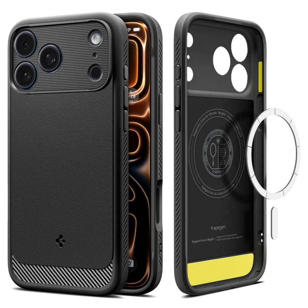 Pouzdro MagSafe pro Apple iPhone 17 Pro, Spigen, Rugged Armor, Matně černé ACS10329